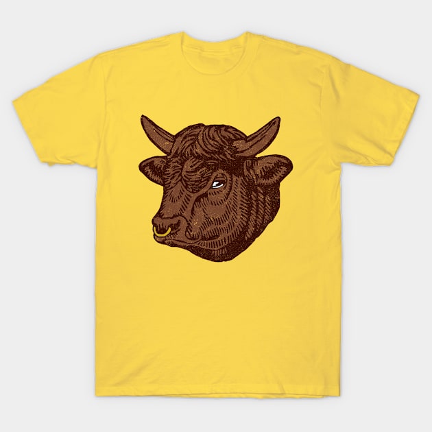 Highland Cow Bull Head T-Shirt by Peadro